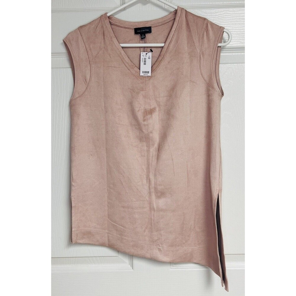 NWT The Limited Top XS Pink Asymmetric Faux Suede Sleeveless Career Casual